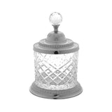 Pote Decorativo Multiuso de Vidro e Zamac Crystal Prateado 18,5cm - Ela Decora