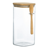 Pote Hermético de Vidro e Bambu Liege com Colher 1,7 Litros - Ela Decora