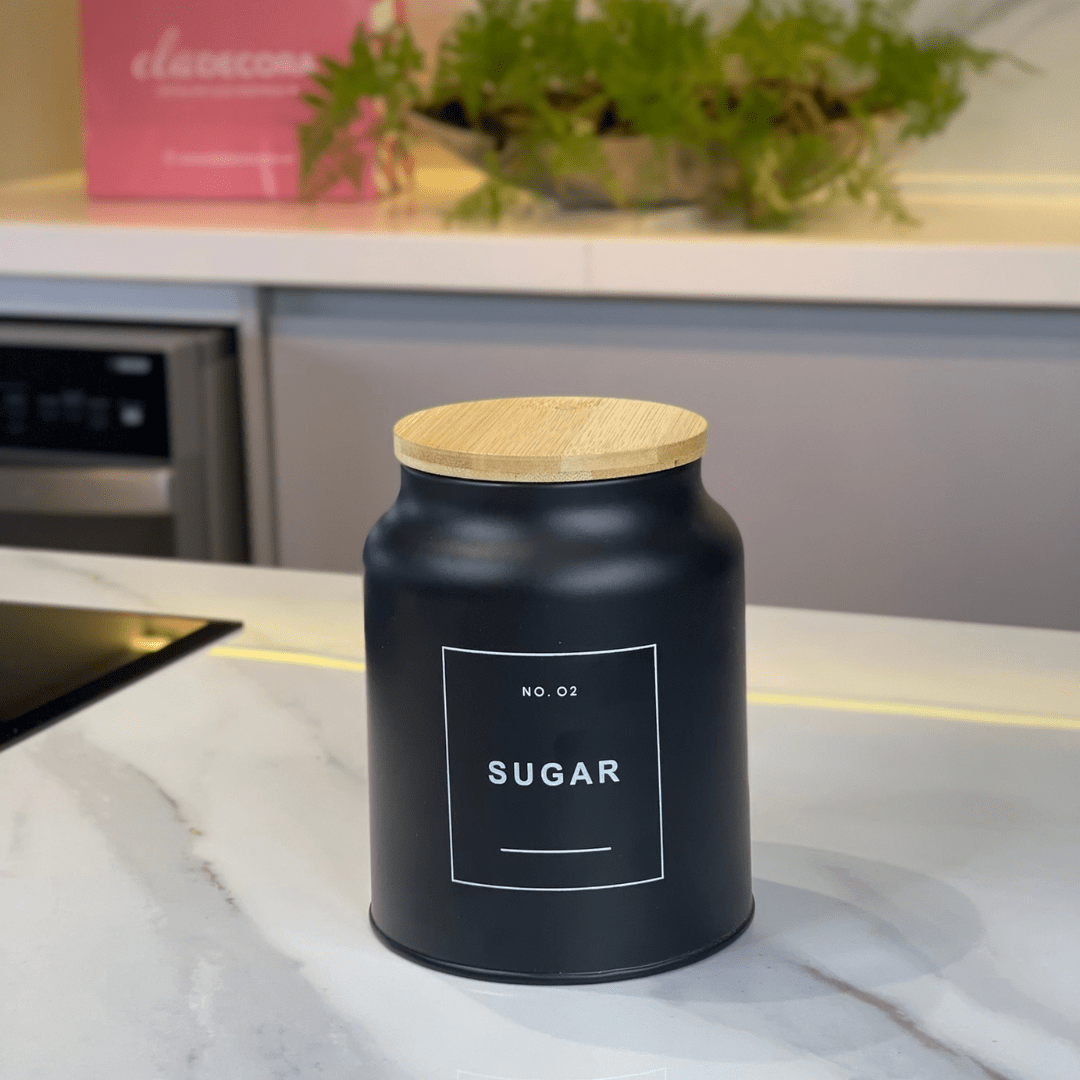 Pote Hermético para Açucar Sense Preto 1,5 Litros - Ela Decora