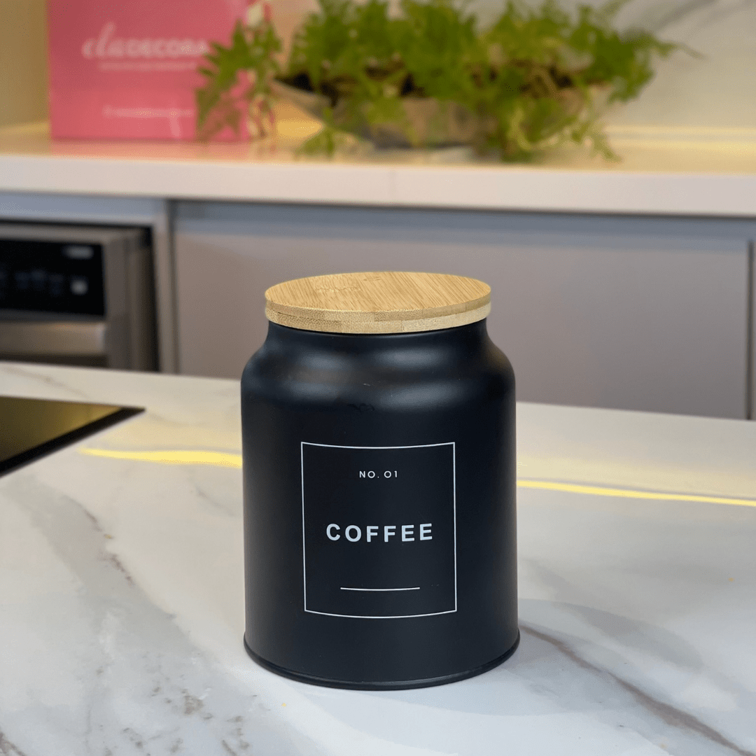 Pote Hermético para Café Sense Preto 1,1 Litros - Ela Decora