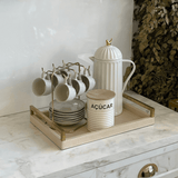 Pote para Açucar de Metal com Tampa de Madeira 14cm - Ela Decora