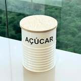 Pote para Açucar de Metal com Tampa de Madeira 14cm - Ela Decora