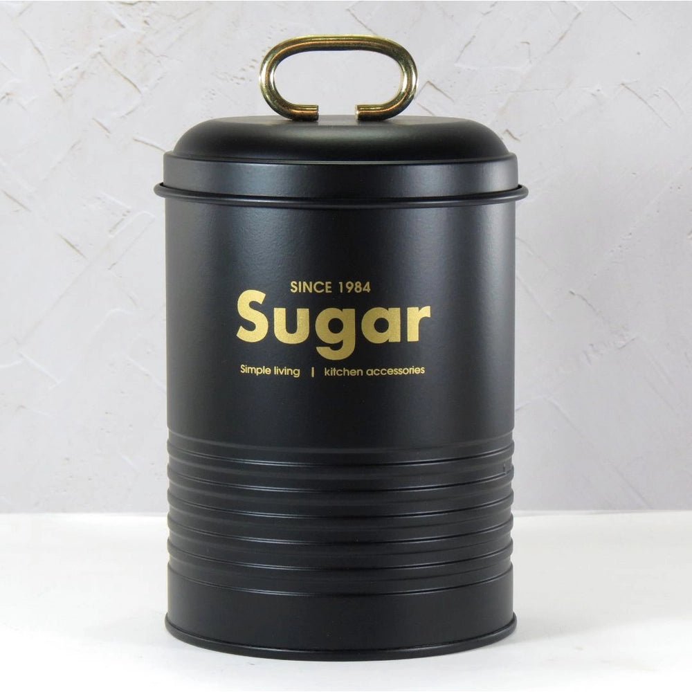 Pote Porta Mantimento Açucar Metal Preto 19cm - Ela Decora