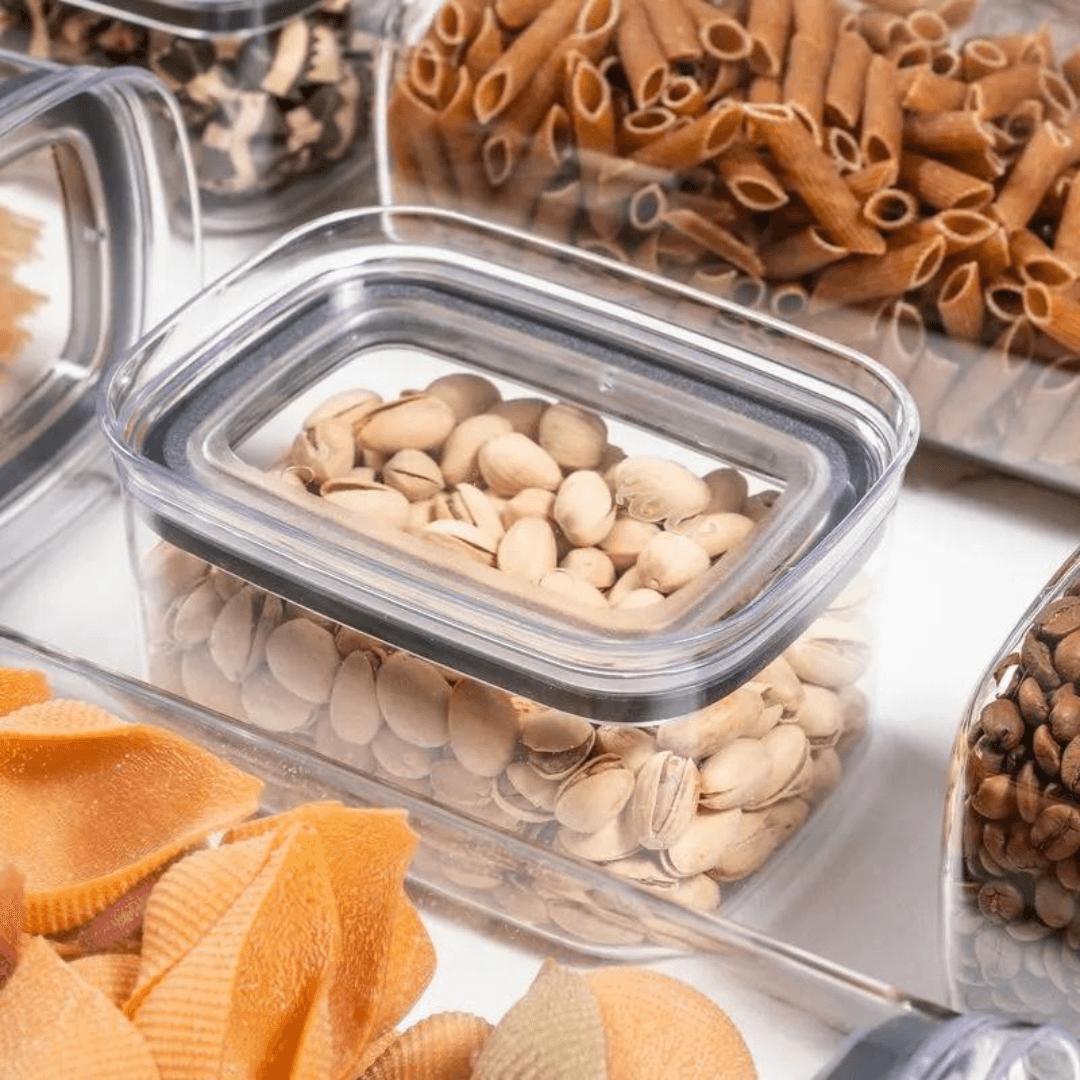 Pote Porta Mantimento Organizador Retangular com Tampa Hermética Natural Block 650ml - Ela Decora