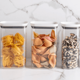 Pote Porta Mantimento Organizador Retangular com Tampa Hermética Natural com Branco Block 2,3 Litros - Ela Decora