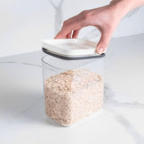 Pote Porta Mantimento Organizador Retangular com Tampa Hermética Natural com Branco Block 2,3 Litros - Ela Decora