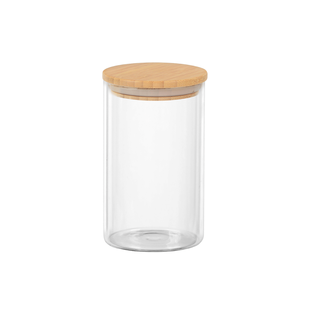 Pote Porta Mantimento Redondo em Vidro Borossilicato com Tampa de Bambu - 1 Litro - Ela Decora