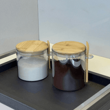 Pote Porta Mantimentos Vidro Borossilicato Cinza com Tampa e Colher de Bambu 700ml - Ela Decora