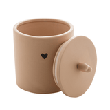 Pote Potiche Decorativo Heart Coração de Cerâmica Bege 12cm - Ela Decora