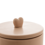 Pote Potiche Decorativo Heart Coração de Cerâmica Bege 12cm - Ela Decora