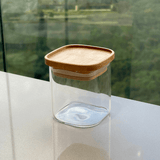 Pote Hermético de Vidro com Tampa Empilhável de Bambu 150ml
