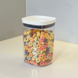 Pote Porta Mantimento Organizador Quadrado com Tampa Hermética Natural com Branco Block 1 Litro