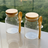 Porta Mantimento em Vidro com Tampa e Colher de Bambu 150ml