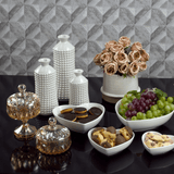 Potiche Bomboniere Louise em Cristal de Chumbo Âmbar 11cm - Ela Decora