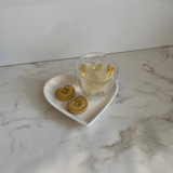 Prato Cerâmica Coração Branco - 14,5 cm - Ela Decora