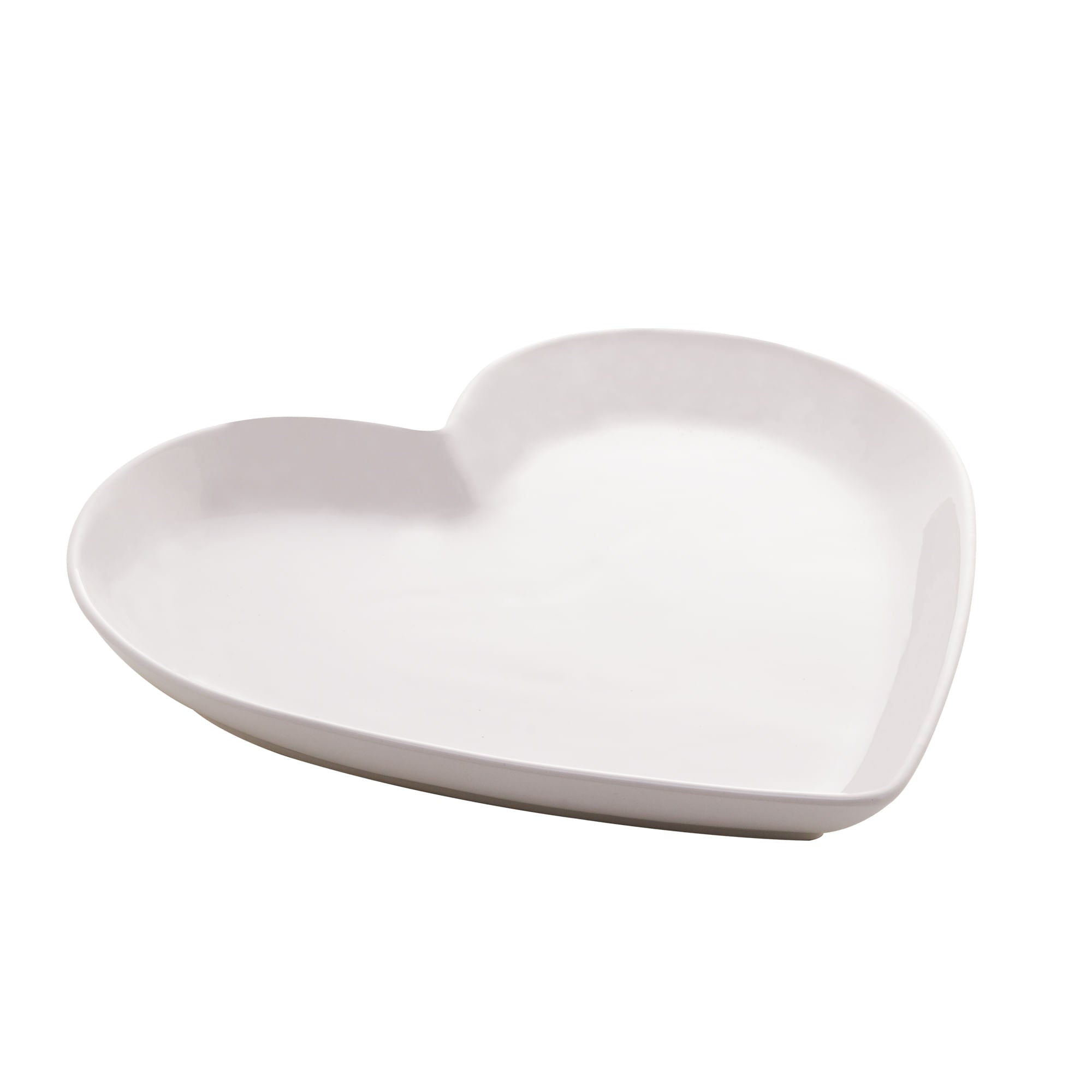 Prato Cerâmica Coração Branco - 27,8 cm - Ela Decora
