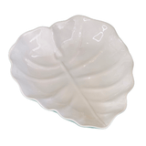 Prato Cerâmica Folha de Banana Leaf Branco - 28,5cm - Ela Decora