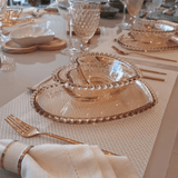 Prato Cristal Coração Pearl Bolinha Âmbar - 20 cm - Ela Decora