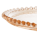 Prato Cristal Coração Pearl Bolinha Âmbar - 20 cm - Ela Decora