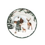 Prato de Sobremesa Aquarelle Bosque Casinha 20,5cm Natal - Ela Decora