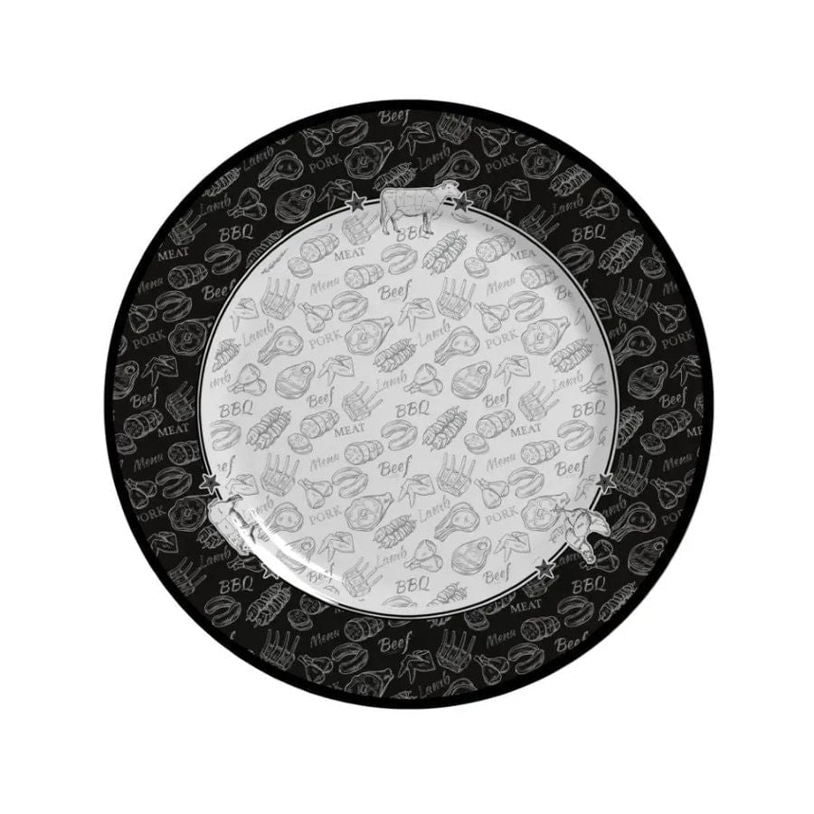 Prato de Sobremesa Butcher Barbecue B Churrasco Cerâmica 19,5cm - Ela Decora