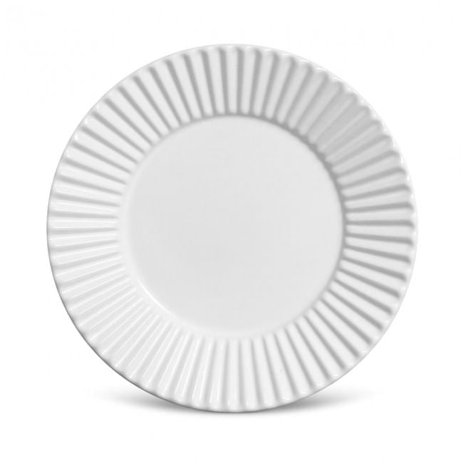 Prato De Sobremesa Cerâmica Plissé Branco - 20,5 cm - Ela Decora