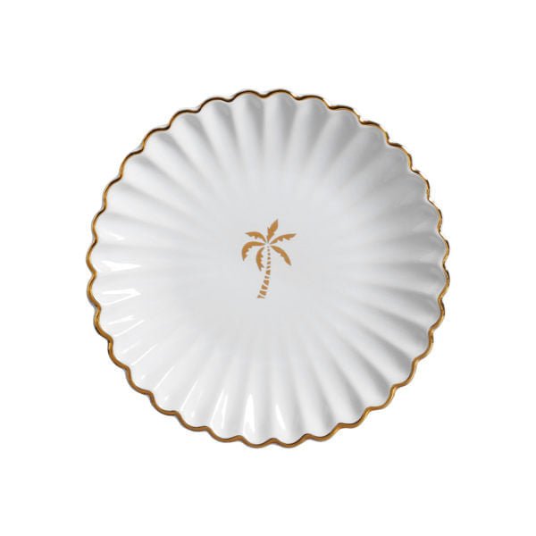 Prato de Sobremesa Coqueiro Maui Branco 20cm - Ela Decora