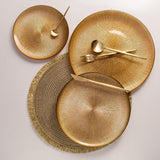 Prato de Sobremesa Dots Cristal de Chumbo Dourado 21 cm - Ela Decora