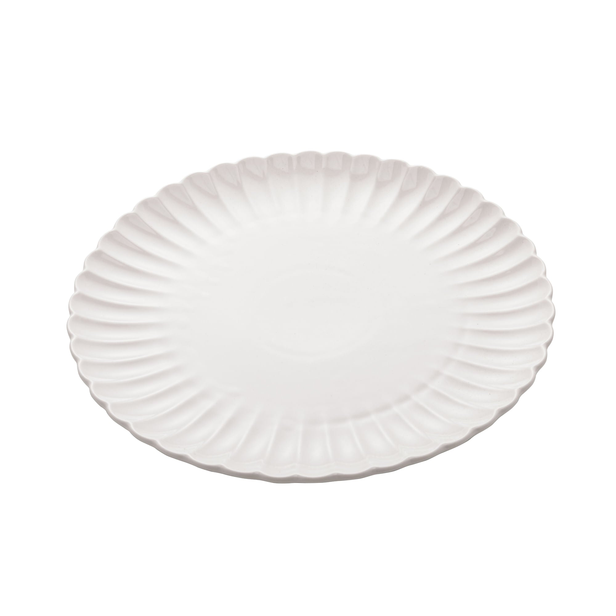 Prato de Sobremesa em Porcelana Petala Branco 20cm - Ela Decora