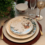 Prato de Sobremesa Fio de Ouro Rena Natal Christmas Day 20cm - Ela Decora