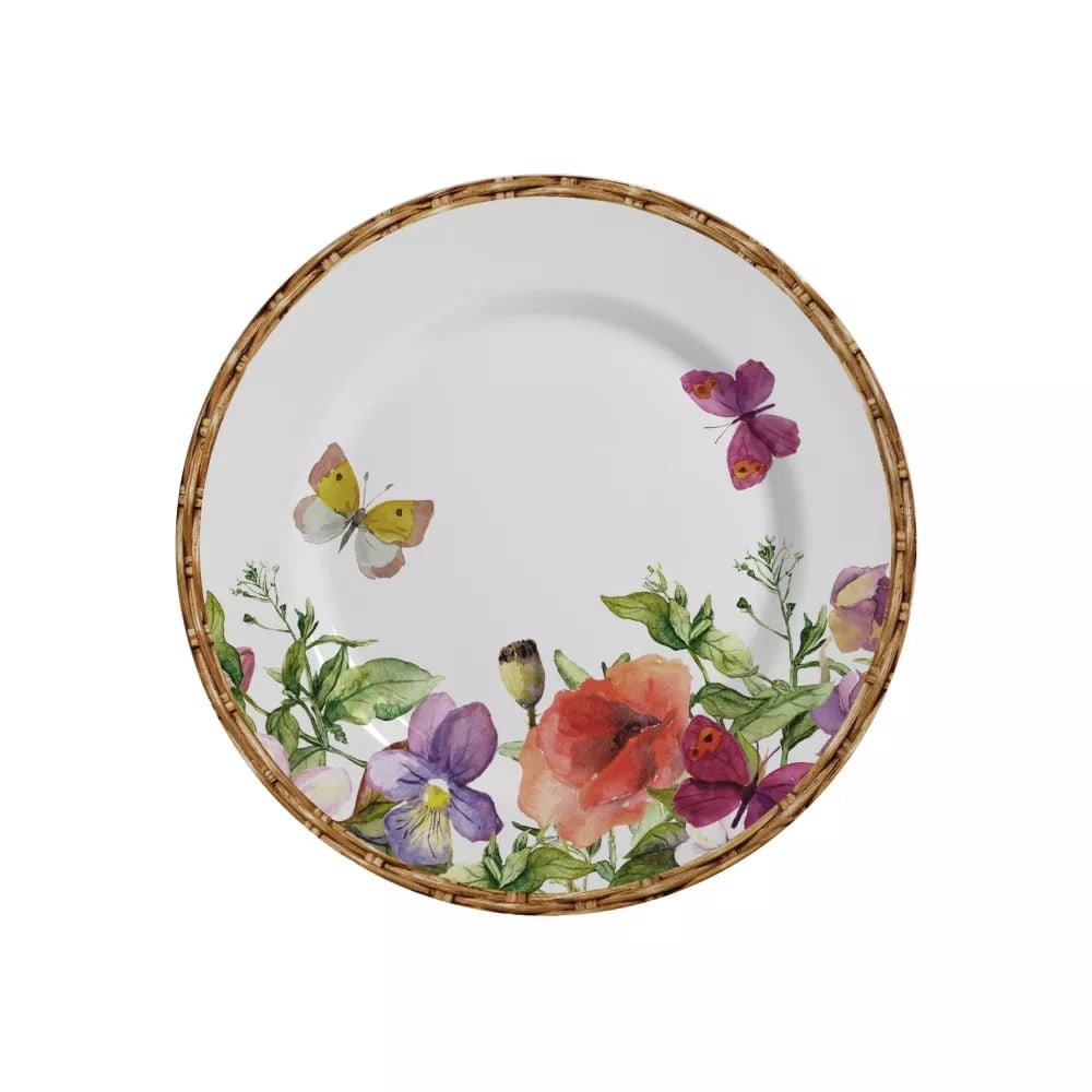 Prato de Sobremesa Flores Rattan 19,5cm - Ela Decora
