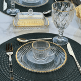 Prato de Sobremesa Imperatriz em Cristal Fio de Ouro 20cm - Ela Decora