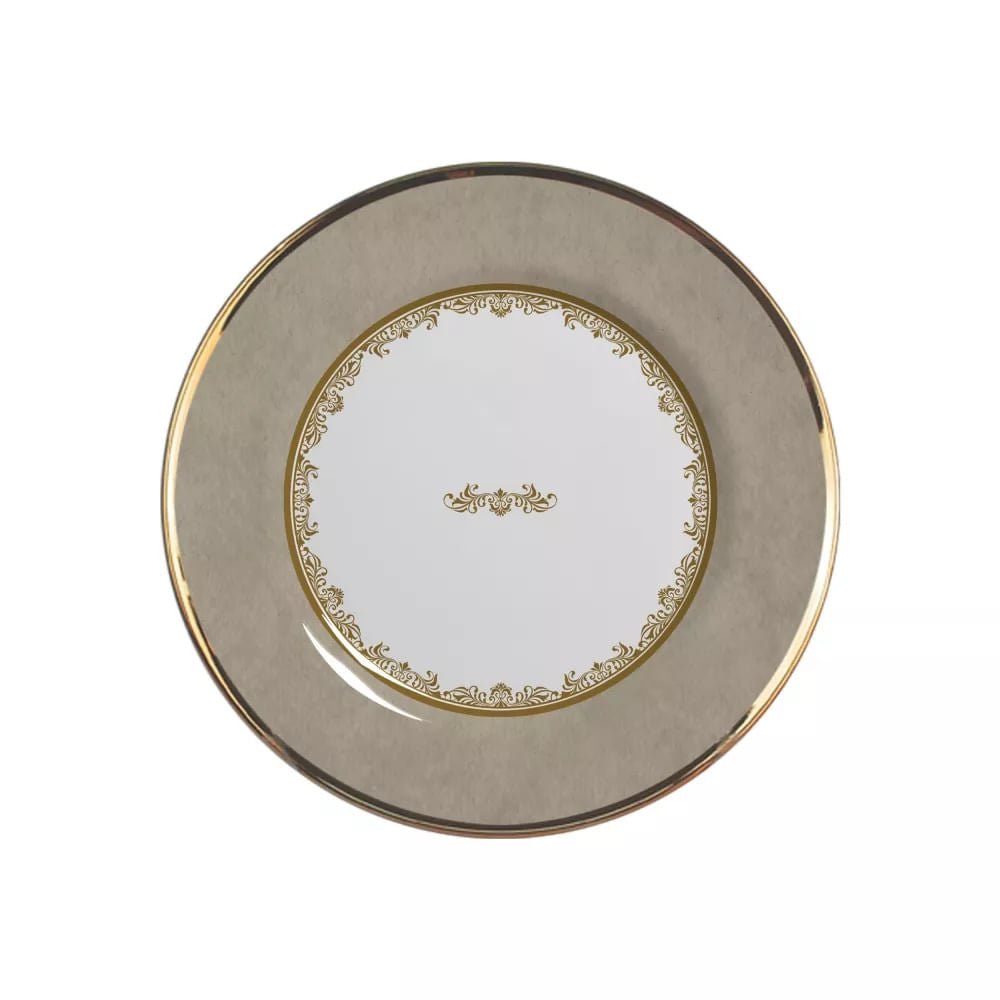 Prato de Sobremesa Monte Carlo Fendi com Fio de Ouro 19,5cm - Ela Decora