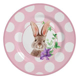 Prato de Sobremesa Páscoa Coelha Amy Poa Rosa 19,5cm - Ela Decora
