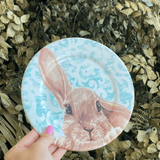 Prato de Sobremesa Páscoa Coelho Sweet Easter Branco e Verde 20cm - Ela Decora