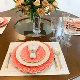 Prato de Sobremesa Porcelana Daisy Coral - 19 cm - Ela Decora