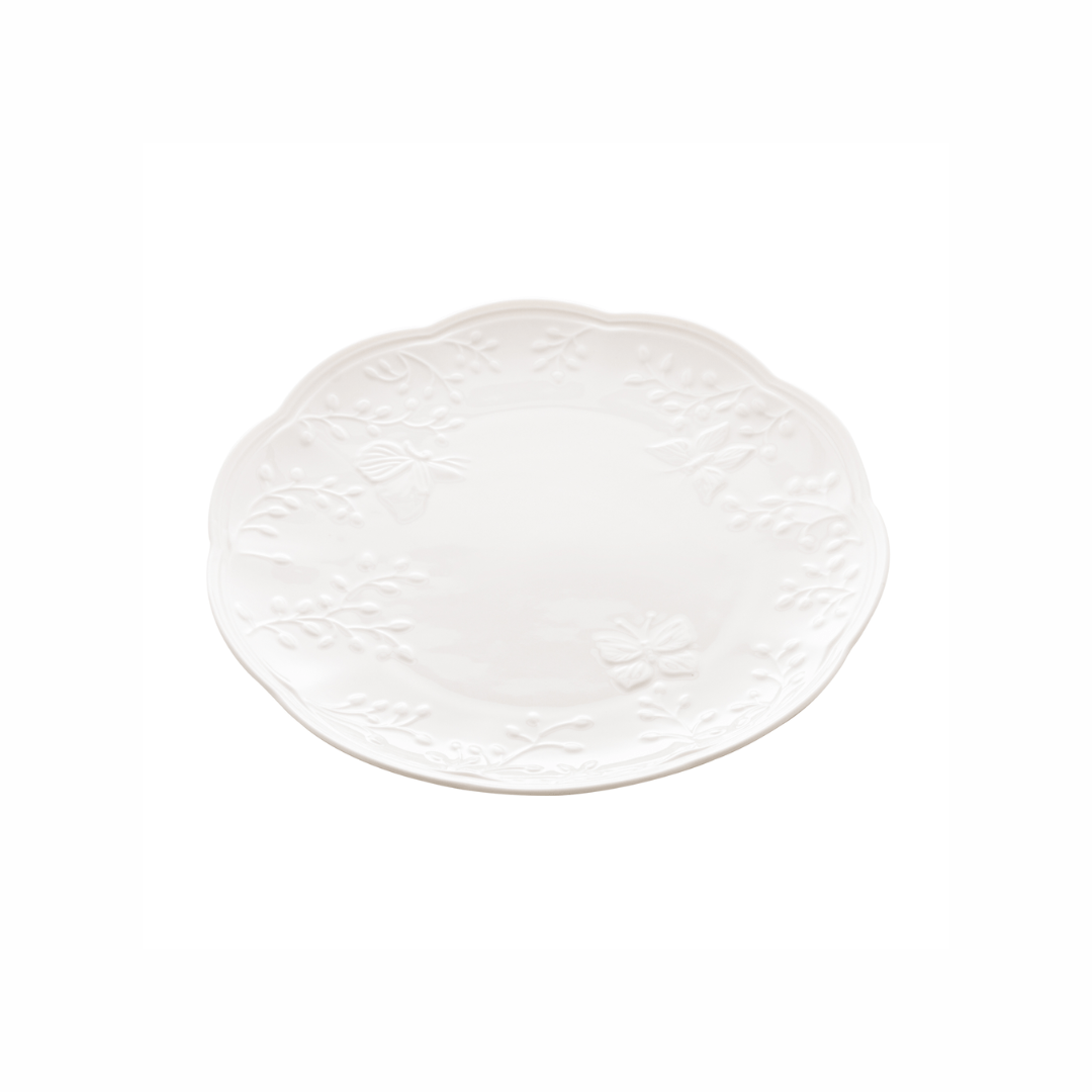 Prato de Sobremesa Porcelana New Bone Butterfly Flower 19cm - Ela Decora