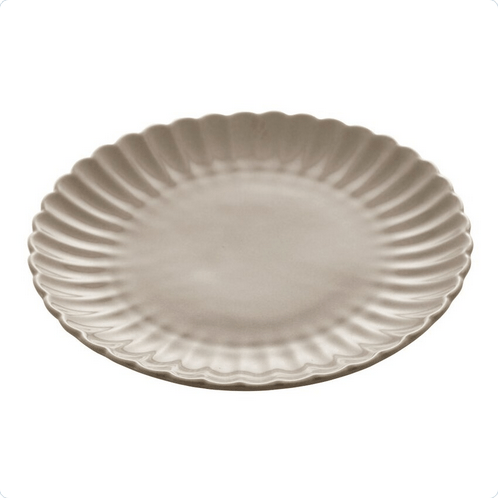 Prato de Sobremesa Porcelana Petala Areia Matt 20cm - Ela Decora