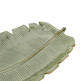 Prato Decorativo Cerâmica Folha de Banana Leaf Verde 29 cm - Ela Decora