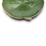 Prato Decorativo de Cerâmica Banana Leaf Folha Trevo Verde 20cm - Ela Decora