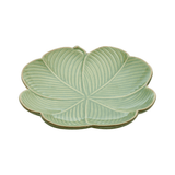 Prato Decorativo de Cerâmica Banana Leaf Folha Trevo Verde 20cm - Ela Decora