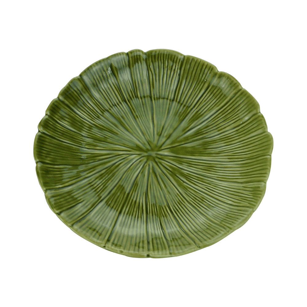Prato Decorativo de Cerâmica Leaf Folha de Banana Verde 19,5cm - Ela Decora