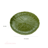 Prato Decorativo de Cerâmica Leaf Folha de Banana Verde 24,5cm - Ela Decora