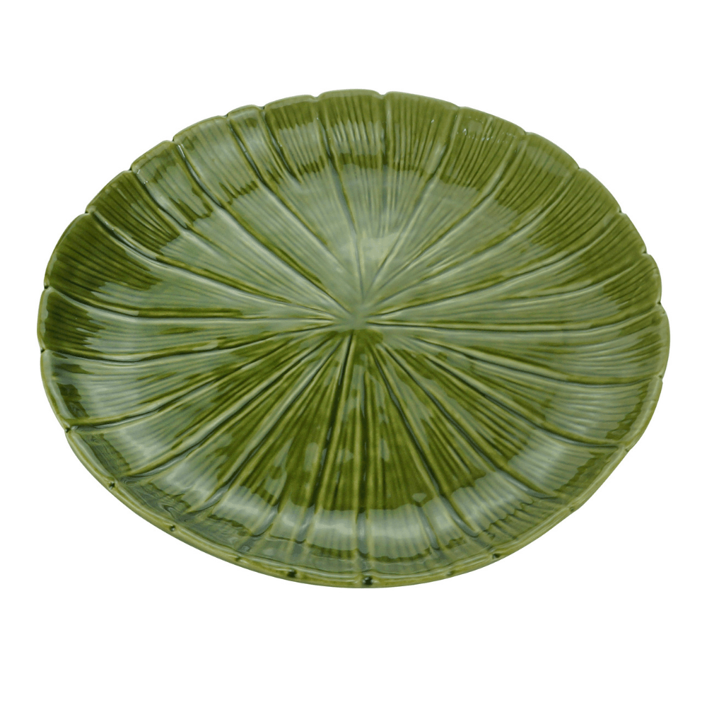 Prato Decorativo de Cerâmica Leaf Folha de Banana Verde 24,5cm - Ela Decora