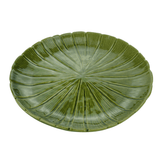 Prato Decorativo de Cerâmica Leaf Folha de Banana Verde 24,5cm - Ela Decora