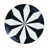 Prato Decorativo Em Ceramica Listras Geometricas Preto e Branco 22 cm - Ela Decora