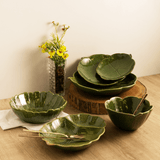 Prato Decorativo Travessa de Cerâmica Banana Leaf Folha Trevo Verde 27cm - Ela Decora