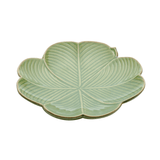Prato Decorativo Travessa de Cerâmica Banana Leaf Folha Trevo Verde 27cm - Ela Decora
