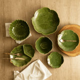 Prato Decorativo Travessa de Cerâmica Banana Leaf Folha Trevo Verde 27cm - Ela Decora