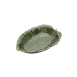 Prato Decorativo Travessa de Cerâmica Leaf Folha de Banana Verde 23cm - Ela Decora